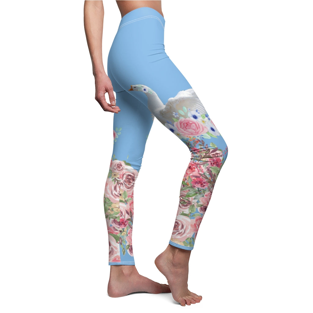 Goose Flowers Design Leggings - The Grateful Goose