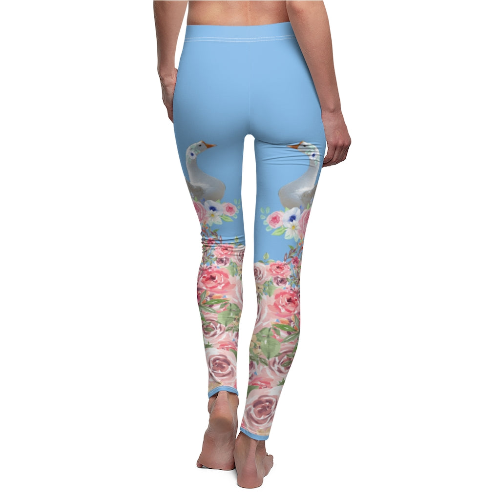 Goose Flowers Design Leggings - The Grateful Goose